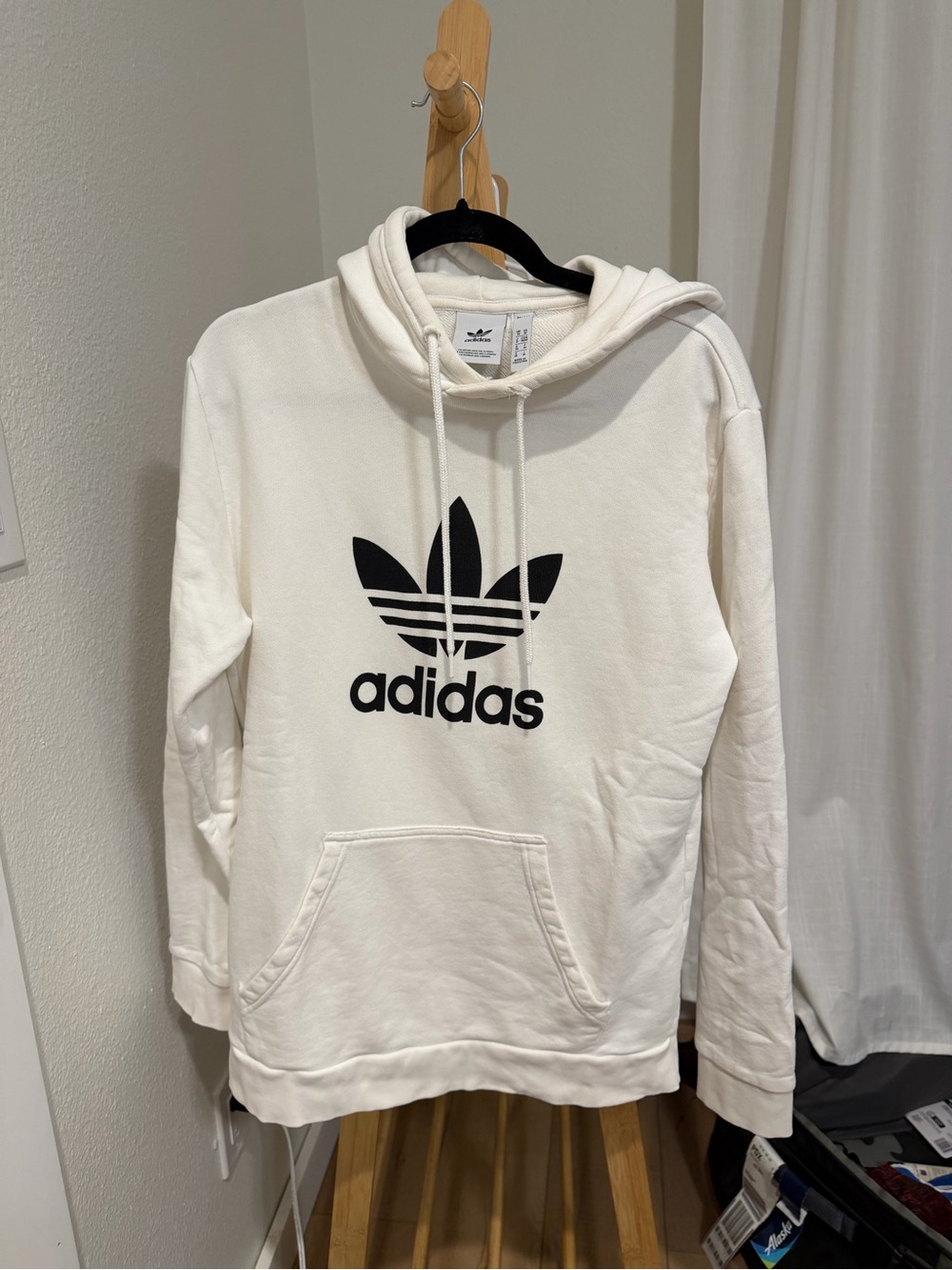 adidas White Hoodie with Black Trefoil Logo